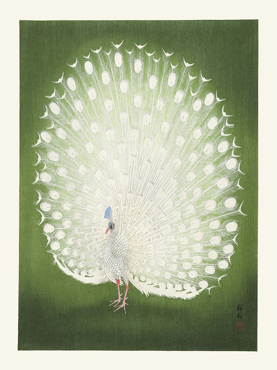 Ohara Koson green peacock poster