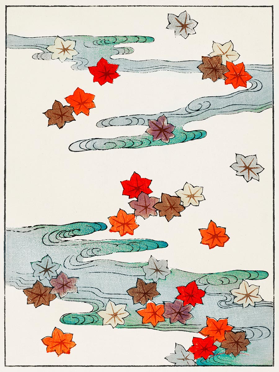 Watanabe Seitei - autumn and water print